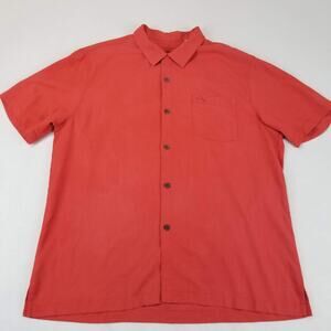 Tommy Bahama Shirt Mens XL Red Royal Bermuda IslandZone Camp Shirt Loop Collar